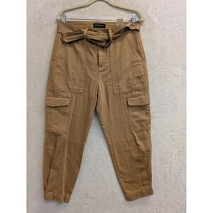 Banana Republic Petite Cargo Pants Tan Belted Utility Pockets Size 4